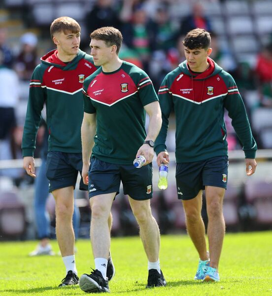 Donnacha McHugh, Paddy Durcan and Tommy Conroy inspecting the Pearse Stadium pitch befoe the Connacht SFC final against Galway. Mayo fans will be banking on Durcan's return from a calf injury. Picture: INPHO/James Crombie Donnacha McHugh, Paddy Durcan and Tommy Conroy inspecting the Pearse Stadium pitch befoe the Connacht SFC final against Galway. Mayo fans will be banking on Durcan's return from a calf injury. Picture: INPHO/James Crombie