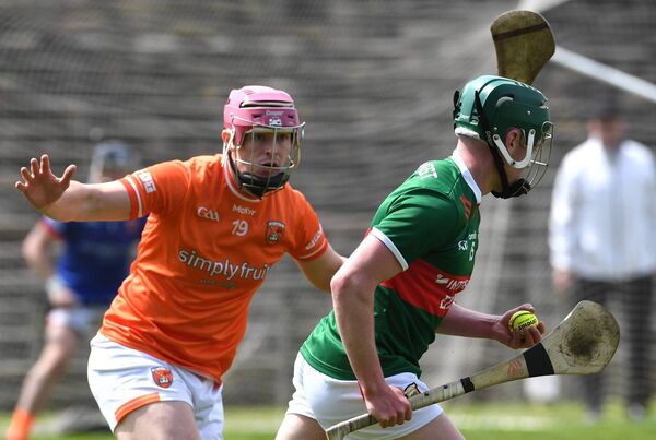Mayo’s Eoin Delaney in action against Armagh’s David Ryan. Picture: David Farrell Photography Mayo’s Eoin Delaney in action against Armagh’s David Ryan. Picture: David Farrell Photography
