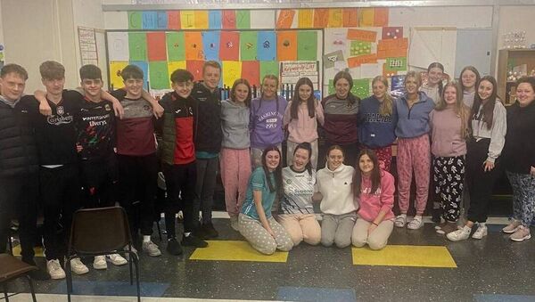 Transition Year students from St Joseph’s Community College Charlestown who raised over €800 for St Vincent de Paul from their recent sleepless night.  Transition Year students from St Joseph’s Community College Charlestown who raised over €800 for St Vincent de Paul from their recent sleepless night.