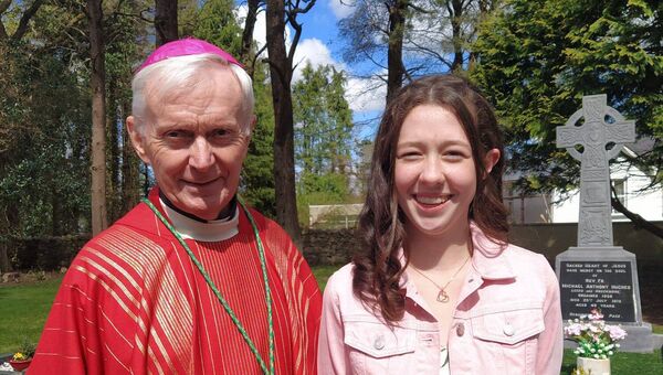 Pictured with Bishop John Fleming following her Confirmation in Christ the King Church, Knockmore, is Aine McHale, Carravaneen, Knockmore. Pictured with Bishop John Fleming following her Confirmation in Christ the King Church, Knockmore, is Aine McHale, Carravaneen, Knockmore.