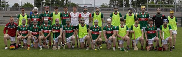 The Mayo senior hurling panel before last Saturday's drawn game against Roscommon that secured them a place in the final of the Nicky Rackard Cup. Pictures: Mayo GAA The Mayo senior hurling panel before last Saturday's drawn game against Roscommon that secured them a place in the final of the Nicky Rackard Cup. Pictures: Mayo GAA