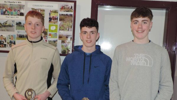 At a recent quiz which was held in Kilmovee Community Centre were winners of the secondary school prize; Oran Frain, Liam Frain and Declan Duffy. Pic; James Hunt Photography. 