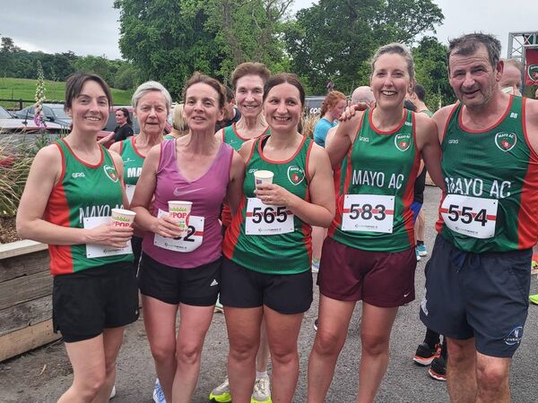 A happy group of Mayo AC finishers at Mayo AC Series 5k, Race 2, in Westport. From left, Mairéad Bristow, Mags Glavey, Joan Walsh, Pauline Moran, Helen Ingoldsby, Ann McDonnell and Brian Healy. A happy group of Mayo AC finishers at Mayo AC Series 5k, Race 2, in Westport. From left, Mairéad Bristow, Mags Glavey, Joan Walsh, Pauline Moran, Helen Ingoldsby, Ann McDonnell and Brian Healy.
