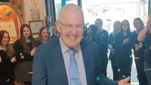 Watch: Mayo students say emotional goodbye to principal who retires after 34 years