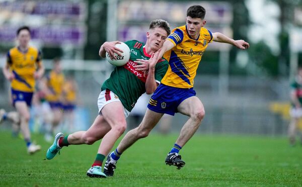 Mayo's David Hurley in action against Roscommon's Gordon Casey. The Claremorris youngster was named player of the match. Mayo's David Hurley in action against Roscommon's Gordon Casey. The Claremorris youngster was named player of the match.