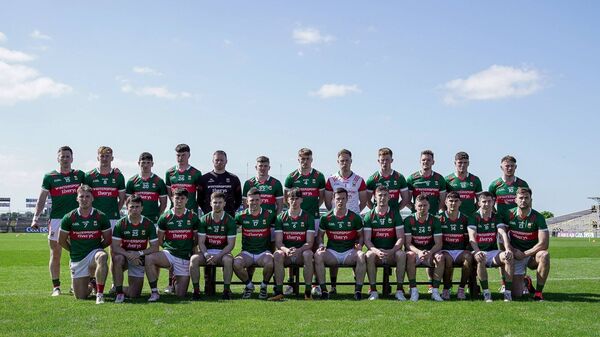 The Mayo team pictured ahead of the Roscommon game in Hyde Park. Picture: INPHO/James Lawlor