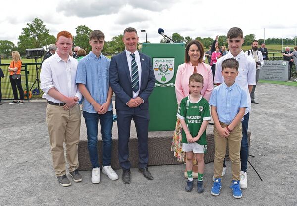  Charlestown Sarsfields' chairman Liam Breheny with his family at the opening of the new facility.