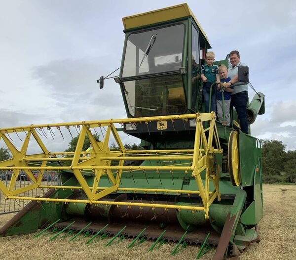 John McAndrew with his son Jayden and friend Darragh Quinn on board John’s 1980 combine harvester which is still in working order on display at the recent Ballyglass Vintage Show. Picture: Tom Quinn John McAndrew with his son Jayden and friend Darragh Quinn on board John’s 1980 combine harvester which is still in working order on display at the recent Ballyglass Vintage Show. Picture: Tom Quinn