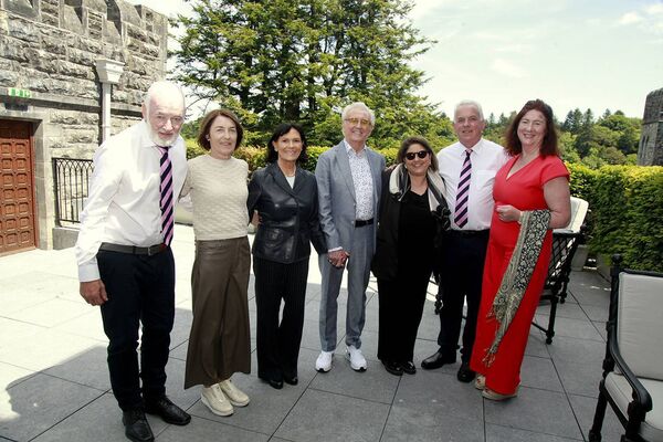 Ashford Castle hosted a reception in Tony Christie's honour to coincide with his Cong Hands of Fame award. Tony is pictured with his wife Sue and daughter Sarah, and members of the Cong Hands of Fame committee Paddy Rock and Patrick Luskin, with Mary Rock and Marian Luskin. Ashford Castle hosted a reception in Tony Christie's honour to coincide with his Cong Hands of Fame award. Tony is pictured with his wife Sue and daughter Sarah, and members of the Cong Hands of Fame committee Paddy Rock and Patrick Luskin, with Mary Rock and Marian Luskin.