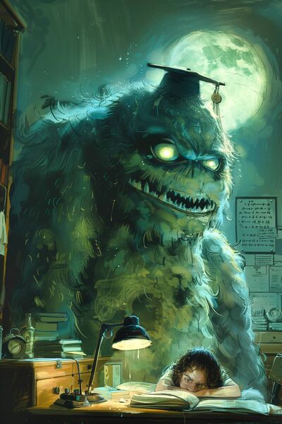 The Leaving Cert monster has terrorised generations of Irish school-leavers - and it is high time we finally killed it off. Illustration: Conor McGuire
