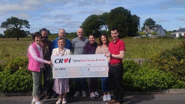 At a presentation of a cheque to Croi are back row L to R - Michael Kingdon, Bronson Commons, Tom McLoughlin, Sylvia Jordan, and Caroline O'Brien Clogher Community Employment Scheme. Front Row Mary B Prendergast, Sr Maureen Lally Croagh Patrick Heritage Trail and Paul Cunnane Croi Fundraiser. At a presentation of a cheque to Croi are back row L to R - Michael Kingdon, Bronson Commons, Tom McLoughlin, Sylvia Jordan, and Caroline O'Brien Clogher Community Employment Scheme. Front Row Mary B Prendergast, Sr Maureen Lally Croagh Patrick Heritage Trail and Paul Cunnane Croi Fundraiser.