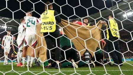 Hungary striker Barnabas Varga broke several facial bones against Scotland