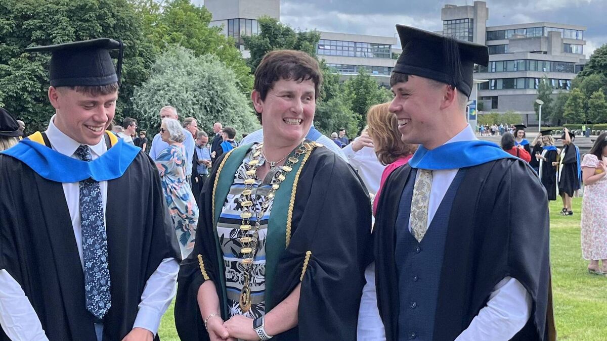 Local Notes: Veterinary Council of Ireland President Dr Rachel Brown, Ballina, with twin brothers Liam and Aiden Macken who graduated from School of Veterinary Medicine, UCD.