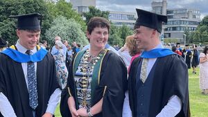 Local Notes: Veterinary Council of Ireland President Dr Rachel Brown, Ballina, with twin brothers Liam and Aiden Macken who graduated from School of Veterinary Medicine, UCD.
