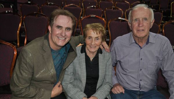 Marc Roberts with his parents Bridie and Patrick Hegarty after the launch of his latest album Lilac Road at a sold out concert in Leisureland Salthill Galway recently 