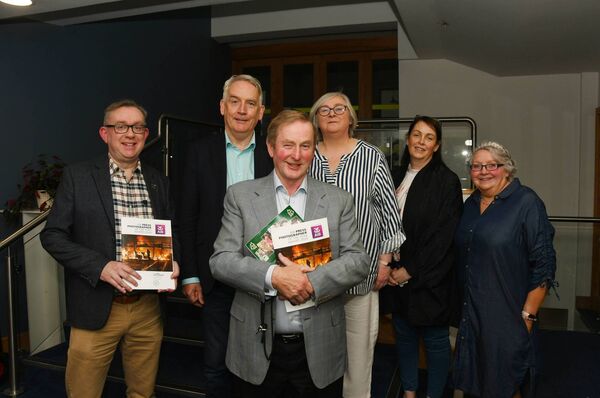 Pictured at the opening of the AIB Press Photographer of the Year Exhibition 2024 in Ballina Library were, from left: James Laffey, Editor, Western People; Austin Vaughan, County Librarian; Iar Taoiseach Enda Kenny, Barbara Varley, Anne Marie Forbes and Majella Varley, all of Ballina Library. Picture: John O'Grady