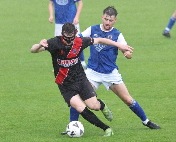Iorras Aontaithe's Owen McHale makes his move for goal. Iorras Aontaithe's Owen McHale makes his move for goal.
