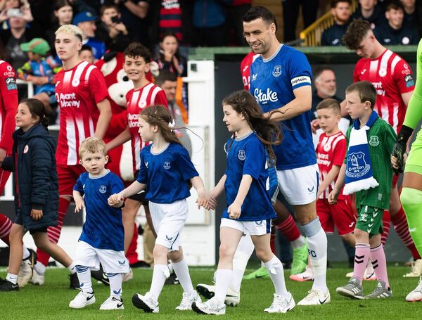 Seamus Coleman walks out with his children before the game. Picture: INPHO/Evan Logan Seamus Coleman walks out with his children before the game. Picture: INPHO/Evan Logan