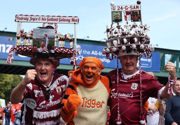 The headgear of Galway supporters Philip Coleman and Michael Coleman proved a little premature as the Tribesmen came up short in Sunday's All-Ireland showdown with Armagh in Croke Park.	Picture: INPHO/Bryan Keane