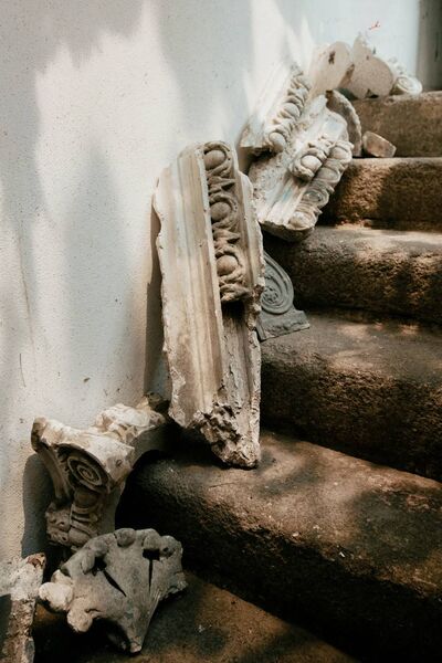 Building fragments from “The Reason of Towns”, a new, engaging and ambitious exhibition of the work of one of Ireland’s most renowned architects, Valerie Mulvin. Photo by Myles Shelley