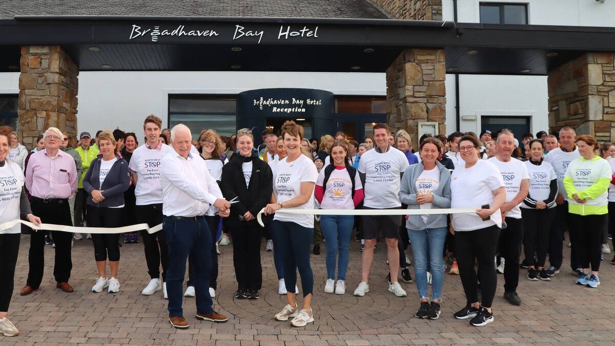 Local Notes: Cutting the ribbon to start the Sunset4Stop 5km walk in Belmullet 