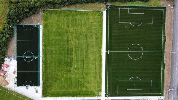 Westport United's new facilities include, from left, two Multi Use Games Areas, a new grass pitch and full sized astro pitch. Both pitches will be floodlit. Westport United's new facilities include, from left, two Multi Use Games Areas, a new grass pitch and full sized astro pitch. Both pitches will be floodlit.