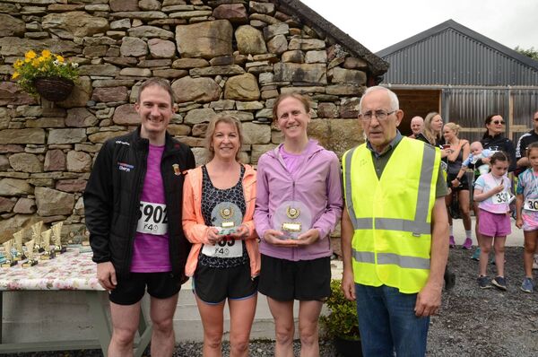 Senior 10K female prizewinners. From left, Minister Alan Dillon TD, Patricia McCosker (2nd), Laura Byrne (1st), Seamus Moylette, Islandeady Cycling Club. Missing from photo is Danielle O'Donnell (3rd). Senior 10K female prizewinners. From left, Minister Alan Dillon TD, Patricia McCosker (2nd), Laura Byrne (1st), Seamus Moylette, Islandeady Cycling Club. Missing from photo is Danielle O'Donnell (3rd).