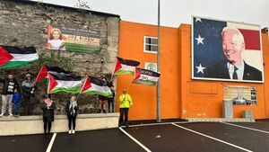 Mural to Palestinian girl killed in Gaza placed next to Joe Biden mural in Ballina