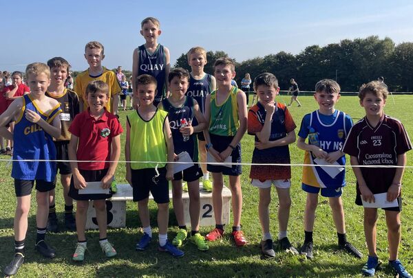 The first dozen finishers in the 3rd and 4th class boys race. The first dozen finishers in the 3rd and 4th class boys race.