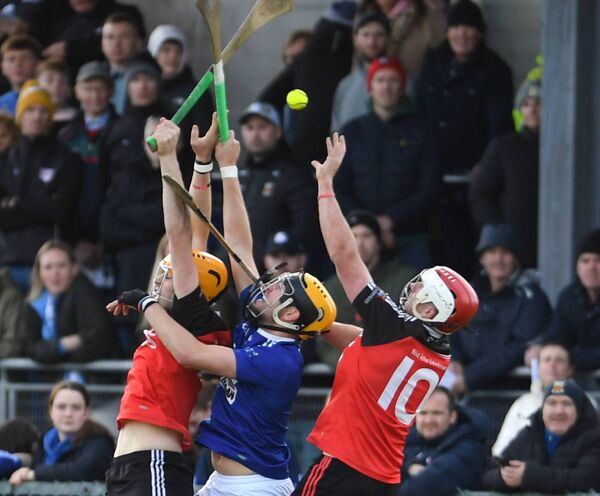 Sideline action between Tooreen and Ballyhaunis players during the Mayo senior hurling championship A final at Tooreen last Saturday. Picture: David Farrell Photography 