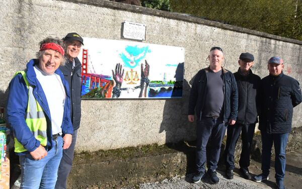 Unveiling the mural in memory of William Shannon were, from left: Martin Devaney, Terry Reilly, Lesley Lackey, Eamon Walkin and David O'Malley. Picture: John O'Grady Unveiling the mural in memory of William Shannon were, from left: Martin Devaney, Terry Reilly, Lesley Lackey, Eamon Walkin and David O'Malley. Picture: John O'Grady