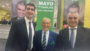 Local Notes: Matt Farrell, Ballina Fianna Fail with Ministers Jack Chambers and Dara Calleary.