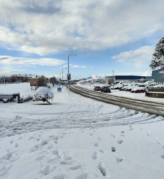 Snow-covered Castlebar.