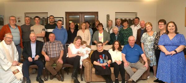 Cave/Carrowreagh Station Mass was held in the home of Brendan and Mary Morrissey on Friday, October 25th. Pictured, back row, from left: Peter King, Ciaran Waldron, Luke Cribbin, Mario, Mick McDonagh, Pat King, Genevieve Pender, Vesna, Aine Morrissey, Breda Waldron, Patricia Waldron, Breege Mcloughlin, Paul Waldron, Susan Hoban, Tony Waldron, Sean Waldron, Marie Cribbin, Jojo King, Maggie Glynn. Front row: Fr Stephen Farragher, Bernard Waldron, Oliver Cribbin, Eithne King, Chloe McDonagh, Mary Morrissey, Isobel Taylor, Brendan Morrissey Cave/Carrowreagh Station Mass was held in the home of Brendan and Mary Morrissey on Friday, October 25th. Pictured, back row, from left: Peter King, Ciaran Waldron, Luke Cribbin, Mario, Mick McDonagh, Pat King, Genevieve Pender, Vesna, Aine Morrissey, Breda Waldron, Patricia Waldron, Breege Mcloughlin, Paul Waldron, Susan Hoban, Tony Waldron, Sean Waldron, Marie Cribbin, Jojo King, Maggie Glynn. Front row: Fr Stephen Farragher, Bernard Waldron, Oliver Cribbin, Eithne King, Chloe McDonagh, Mary Morrissey, Isobel Taylor, Brendan Morrissey