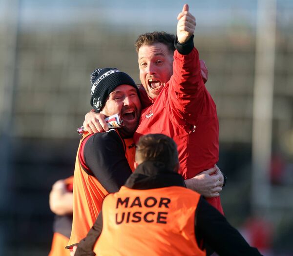 Coolera-Strandhill manager John McPartland celebrates at the full-time whiste.