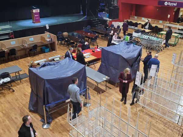 Votes being sealed and stored for the night at the TF by count staff.