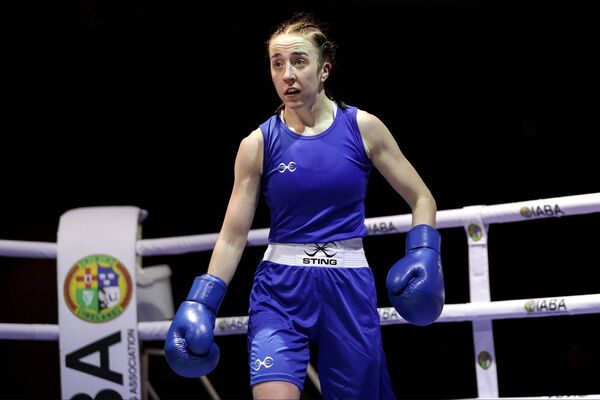 European senior light flyweight champion Shannon Sweeney picks up the boxing award. European senior light flyweight champion Shannon Sweeney picks up the boxing award.