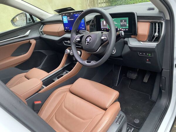 The Skoda Kodiaq has a very well laid out dash and a new easy-to-use 13.0-inch touchscreen infotainment display. The Skoda Kodiaq has a very well laid out dash and a new easy-to-use 13.0-inch touchscreen infotainment display.