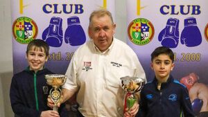 Local Notes: Vincie James Memorial Cup presented to the Best Boxers at the Knockmore/Foxford Boxing Club event.