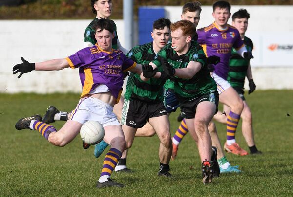 Oisin Deane of St Tiernan's shoots for the posts. Picture: David Farrell Photography Oisin Deane of St Tiernan's shoots for the posts. Picture: David Farrell Photography