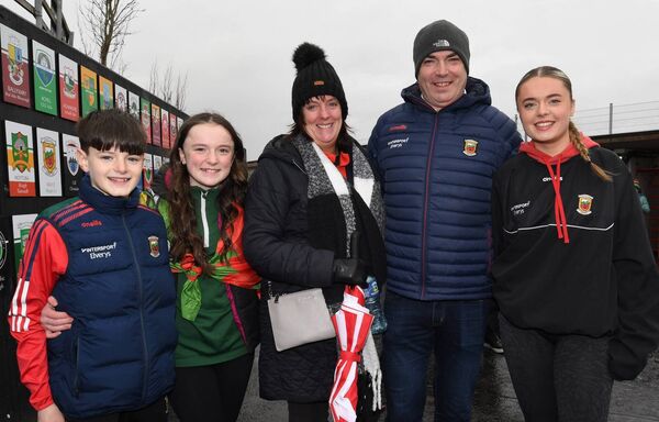 Supporting Mayo in Hastings Insurance MacHale Park last Sunday were Noah Shannon (left) and members of the McNicholas family from Bohola.	Picture: David Farrell Photography 