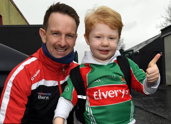 Teddy and Des Campbell from Knock were happy Mayo supporters leaving Hastings Insurance MacHale Park, Castlebar, last Sunday. Picture: David Farrell Photography