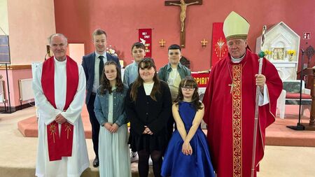 Local Notes: Confirmation candidates from Killeenduff NS, Owenbeg NS and Rathlee NS with Archbishop Francis Duffy.