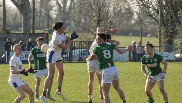 Charlestown Sarsfields in action with Ballina Stephenites in the recent county cup final.