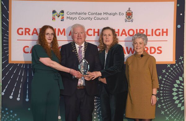 Pictured at the Cathaoirleach’s Awards 2024 being presented with their award by Cathaoirleach Cllr John O’Hara were the winners of Environmental Awards - Environmental Initiatives: Circular Living – Waste and/or Litter - Claremorris Tidy Towns