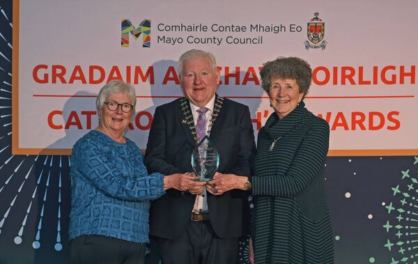 Pictured at the Cathaoirleach’s Awards 2024 being presented with their award by Cathaoirleach Cllr John O’Hara were the winners of the Contribution to Community Life Awards - Community Endeavour Award - One Westport