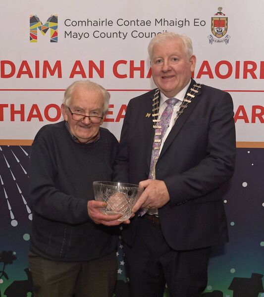 Pictured at the Cathaoirleach’s Awards 2024 being presented with the Cathaoirleach’s Special Recognition Award by Cathaoirleach Cllr John O’Hara was Martin Neary.