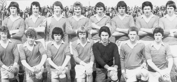 The St Colman’s College, Claremorris team pictured before their victory in the 1977 All-Ireland Colleges SFC Final. Back row, from left: James Kean, Gabriel Cuddy, Andrew McNicholas, Mick Walsh, Padraig Coyne, John Boyle and Eddie McLoughlin. Front row, from left: Padraig Monaghan, Charlie Gilmartin, Aidan Varley, Eugene Macken (captain), Cyril Hyland, Declan Lambe and Adrian Garvey.