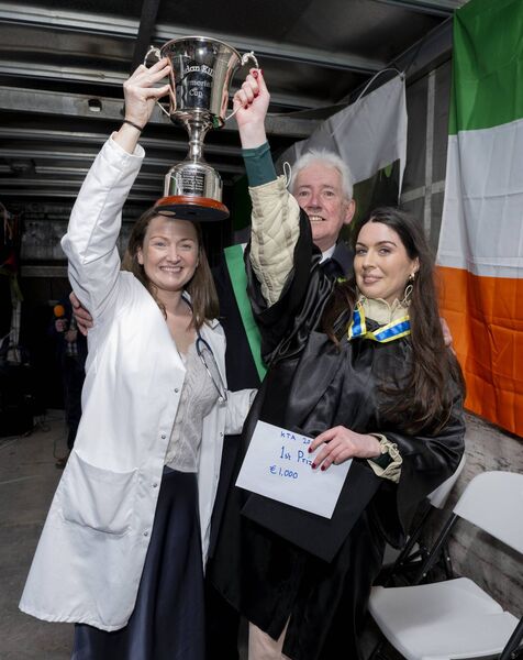 Margaret Monaghan and Mary Horan receive the Brendan Killeen Memorial Cup on behalf of St Louis Community School from Henry Kelly, Grand Marshal of the St Patrick's Day Parade in Kiltimagh. Picture: John Corless Margaret Monaghan and Mary Horan receive the Brendan Killeen Memorial Cup on behalf of St Louis Community School from Henry Kelly, Grand Marshal of the St Patrick's Day Parade in Kiltimagh. Picture: John Corless
