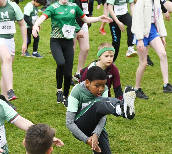 Limbering up ahead of the West of Ireland Women's Mini-Marathon and the Mini-Mini event in Castlebar in 2022. 	Picture: John O'Grady